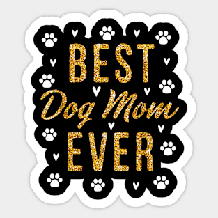 Best Dog Mom Ever  Cute Love Heart Print Dog Mama Sticker